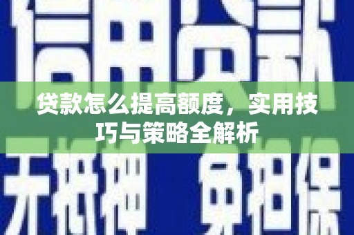 塔什库尔干塔吉克贷款怎么提高额度，实用技巧与策略全解析