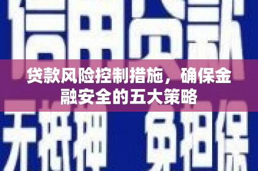 塔什库尔干塔吉克贷款风险控制措施，确保金融安全的五大策略